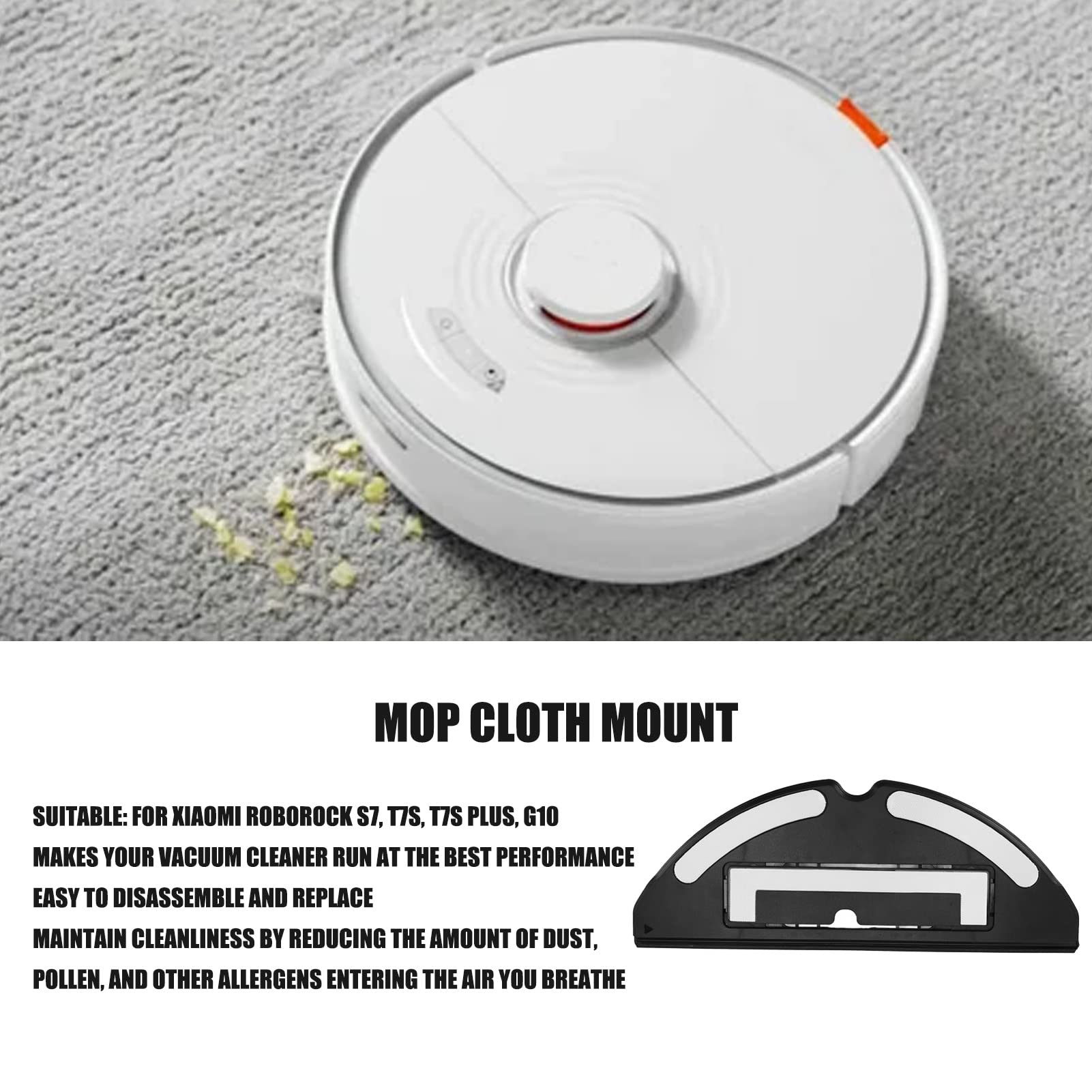 Aqur2020 Widely Compatible Electrical Controlled Mop Mount Holder Vacuum Cleaner Mop Plate Accessory for Xiaomi S7 T7S