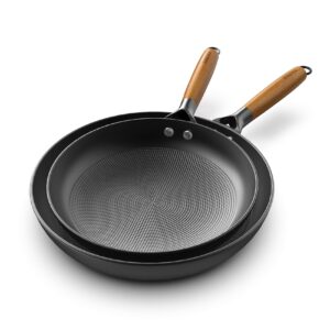 imarku frying pan set - 10 &12inch pot set with removable handle honeycomb cast iron skillets, large frying pans nonstick dishwasher safe, oven safe kitchen pans for cooking, christmas gifts