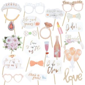 mayzurain wedding bridal shower photo booth props, rose gold bachelorette photo booth (23pcs.)