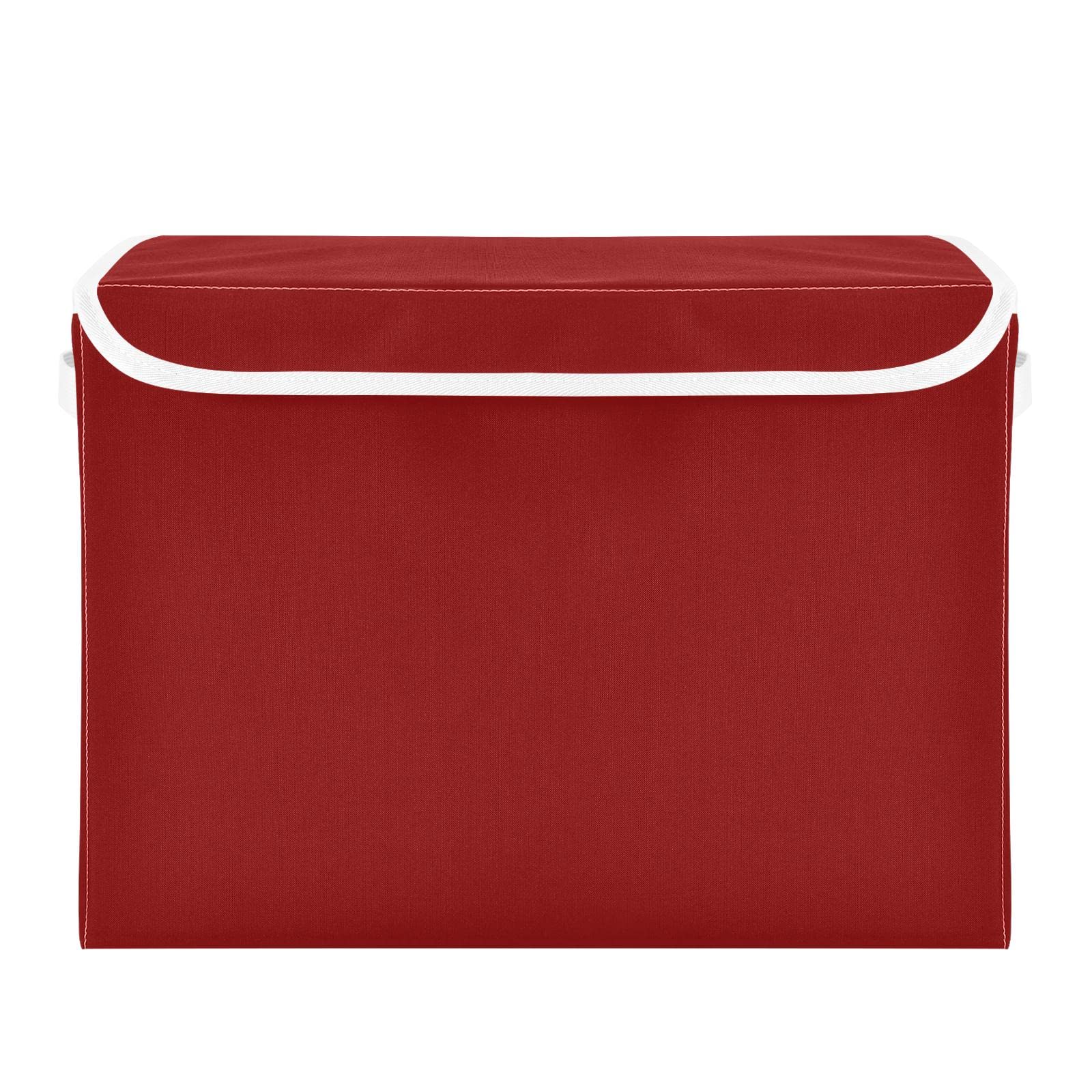 Joisal Maroon Stackable Flip-Top Storage Basket with Lid, Collapsible Bins with Lids, Plastic Storage Box Bins, with Handle and Full Print