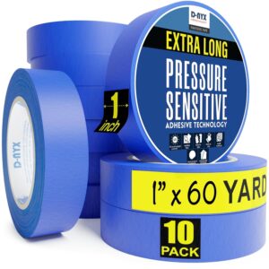 d-nyx professional painters tape (60 yards/roll) produces sharp lines | blue masking tapes residue-free multi-surface spray paint tape for wall renovation diy painting (1, 1 in x 60 yds)