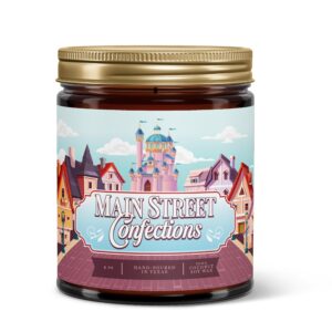 Fantaswick's Main Street Confections Candle | 100% Natural Coconut Soy Wax & Cotton Wick in Amber Candle Jar | Hand-Poured in Texas | 9oz