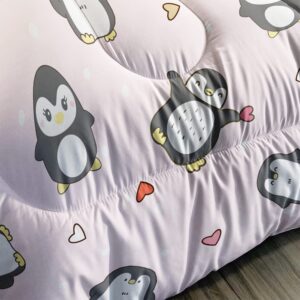 CVHOUSE Cartoon Penguin Bedding Set Twin Cute Animal Pattern Kids Teen Comforter Set 3 Pieces with 1 Comforter + 2 Pillow Cases Decor Comforter Set Cute Penguin Animal Pattern