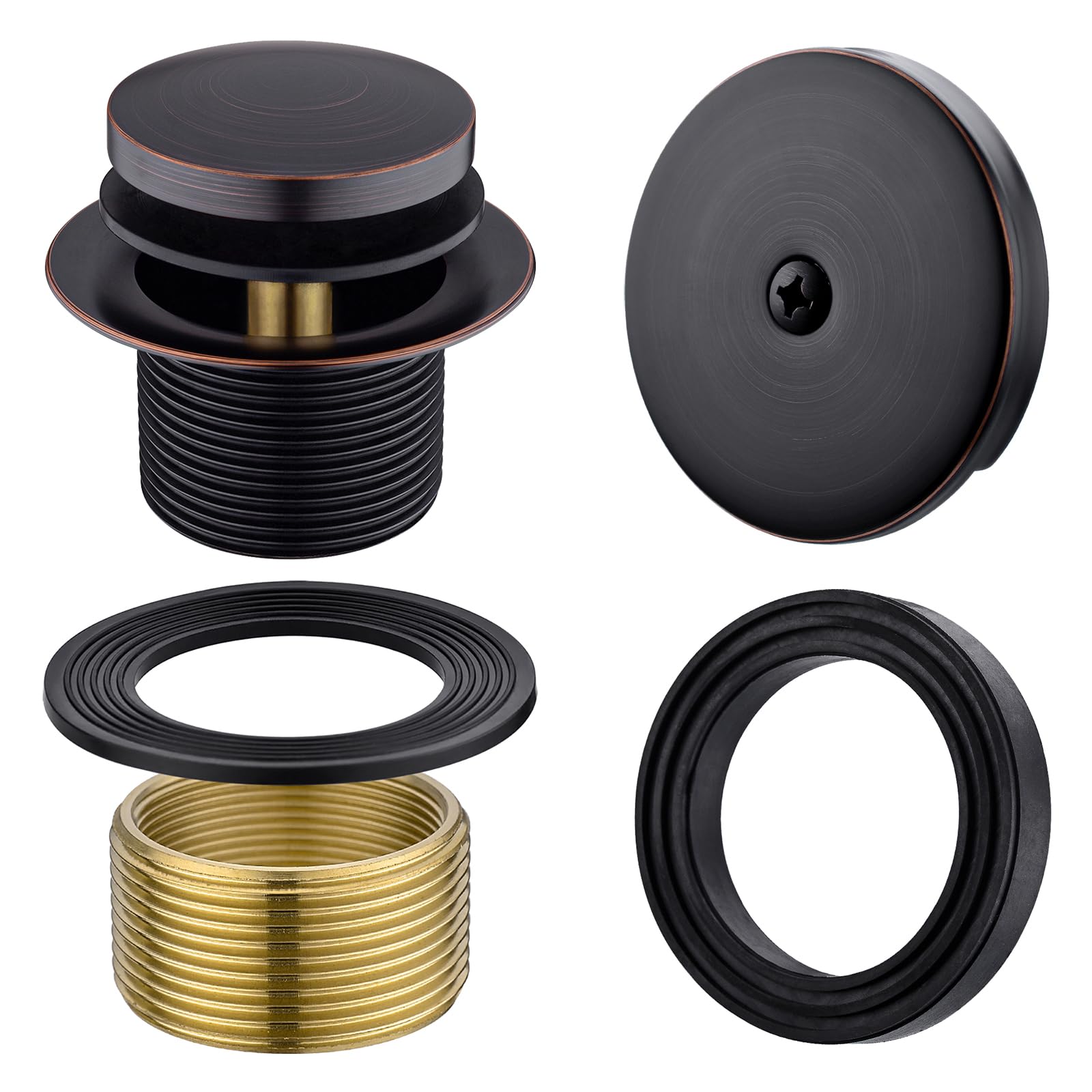 Anpean Brass Tip-Toe Bath Tub Drain Kit, Oil Rubbed Bronze Tub Drain and Overflow Kit with Single Hole