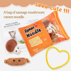 Nenalayo Plush Pillow Cute Bag of Sausage Mushroom Ramen Noodle Plush Toy, Removable Fluffy Stuffed Dolls Creative Gifts for Girls Kids, Sofa Chair Decorative Pillow