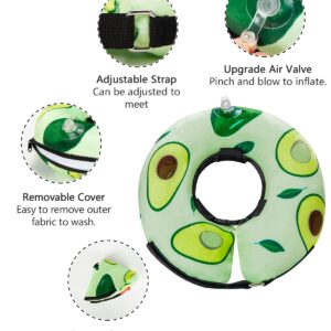 Dog Cone Collar for Small Medium Large Dogs for After Surgery, Pet Inflatable Neck Donut Collar Soft Protective Recovery Cone for Dogs and Cats - Alternative E Collar Does Not Block Vision - Green,L