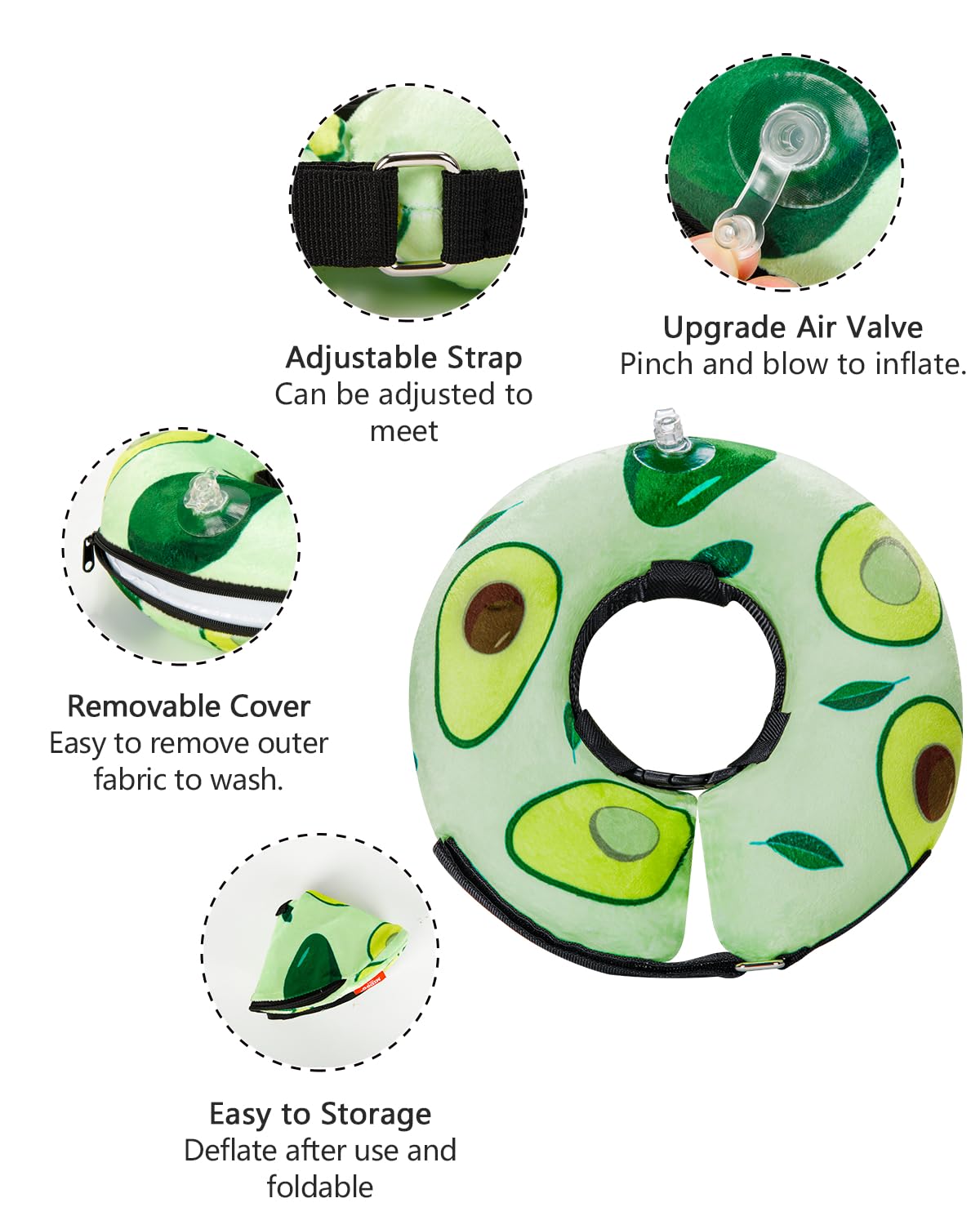 Dog Cone Collar for Small Medium Large Dogs for After Surgery, Pet Inflatable Neck Donut Collar Soft Protective Recovery Cone for Dogs and Cats - Alternative E Collar Does Not Block Vision - Green,L