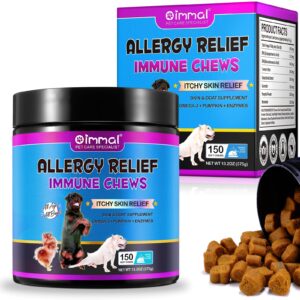 Dog Allergy Relief-Dog Allergy Chews (150 Soft Chews)- Itch Relief for Dogs, Omega 3 Fish Oil + Pumpkin Enzymes + DHA for Dogs, Seasonal Allergies + Anti Itch + Hot Spots.