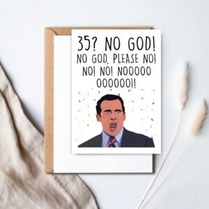 Funny 35Th Birthday Card - Michael Scott Birthday Card - Greeting Birthday Card - Husband With Kraft Envelope - Card For Him