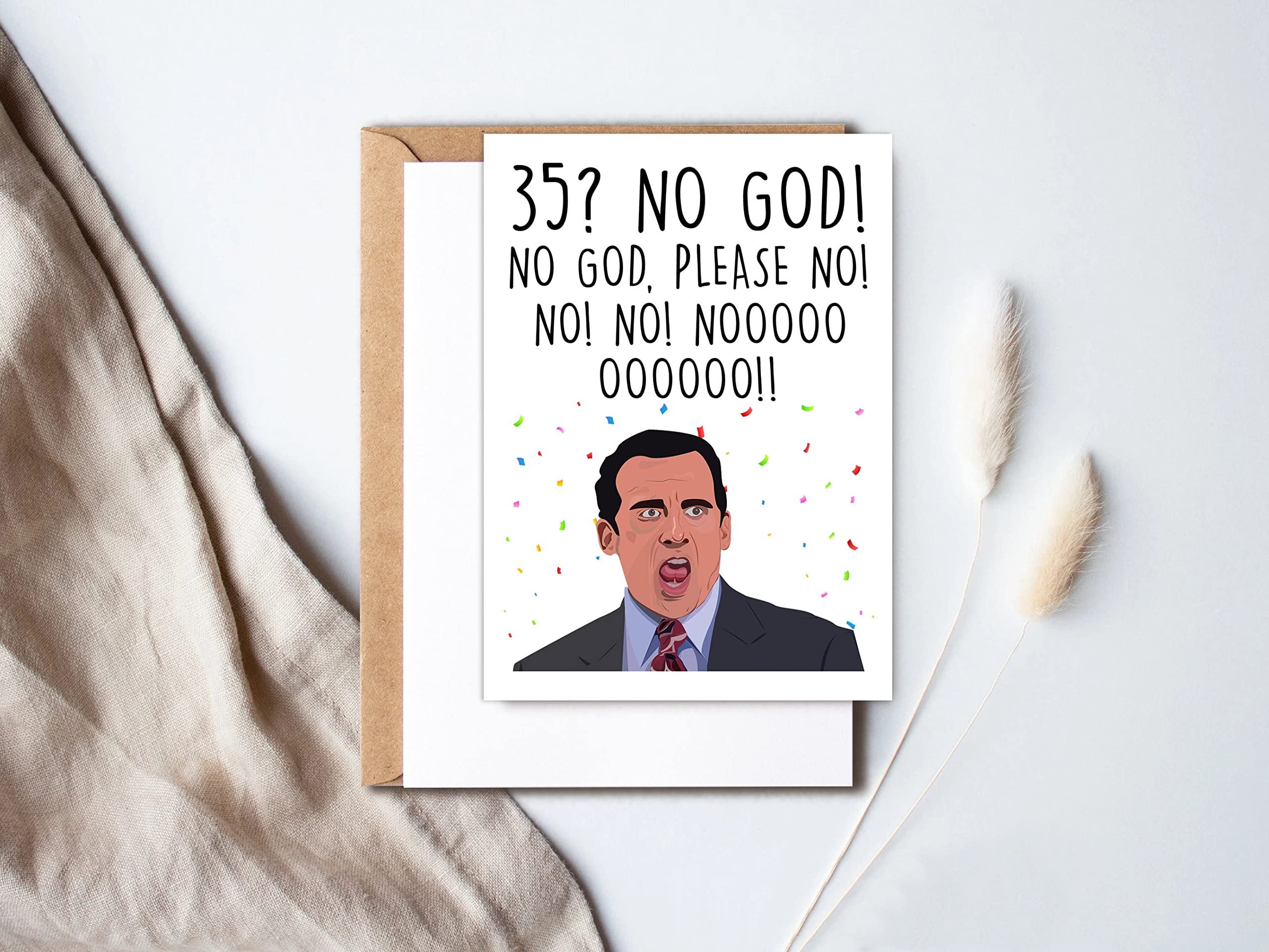 Funny 35Th Birthday Card - Michael Scott Birthday Card - Greeting Birthday Card - Husband With Kraft Envelope - Card For Him