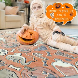 Halloween Blanket Pumpkin Plush Blanket Orange Soft Fleece Throw Blanket for Kids