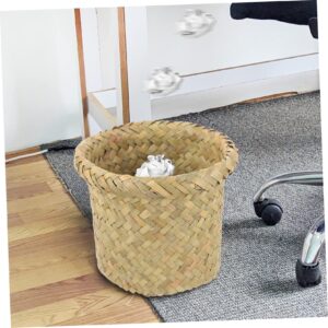 OKUMEYR Wastebasket Trash Can, Black, Wicker, Open-Top