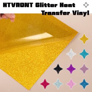 HTVRONT Glitter Heat Transfer Vinyl Bundle - 15 Pack 12" x 10" HTV Sheets Glitter HTV Vinyl for T-shirts, Glitter Iron on Vinyl for Cricut - Easy to Cut & Weed