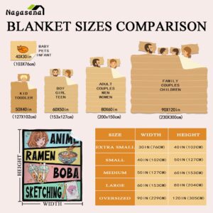 Anime Blanket Gifts for Girls Kawaii Anime Decor for Women Anime Ramen Boba Sketching Flannel Blanket Anime Lover Stuff, Luxurious Warm and Cozy for S 40X50 Inch for Kids/Child