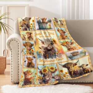 highland cow blanket gifts super soft lightweight flannel just a girl who loves highland cow blankets throw for kids, adult, suitable for couch, sofa, bed, travel all seasons 60"x80" for adult