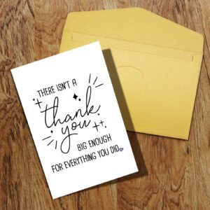 Qiliji Funny Thank You Card, Humor Appreciation Card for Women Men, There Isn't A Thank You Big Enough For Everything You Did