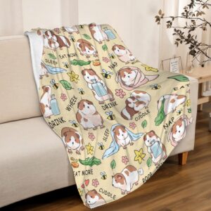 Cute Guinea Pig Blanket Gifts for Kids,Funny Guinea Pigs Daily Print Throw,Soft Flannel Plush Quilt for Bed Sofa Couch Chair Room Decoration 50 in x 40 in Small for Child