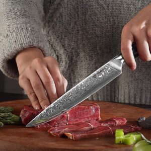 SANMUZUO Carving Knife - 9 inch Slicing Knife- Xuan Series - VG10 Damascus Steel Kitchen Meat Cutting Knife - Resin Handle (Starry Black)