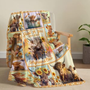 Highland Cow Blanket Gifts Super Soft Lightweight Flannel Just A Girl Who Loves Highland Cow Blankets Throw for Kids, Adult, Suitable for Couch, Sofa, Bed, Travel All Seasons 60"x80" for Adult