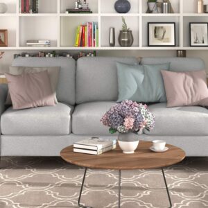 Harper&Bright Designs 3-Seat Sofa Living Room Linen Fabric Sofa Upholstered Sofa with Cushion Back (Light Gray)