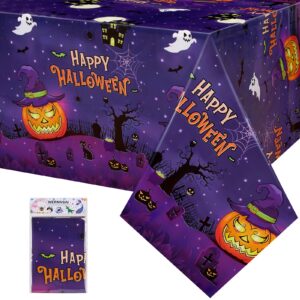 wernnsai halloween tablecloths 1 pc - halloween party tablecloth halloween plastic tablecloth 108" x54” disposable tablecloth rectangular tablecloth waterproof tablecloth kids