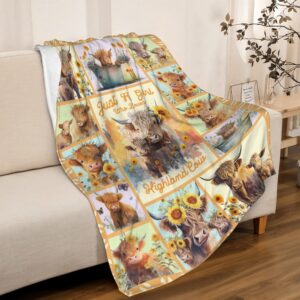 Highland Cow Blanket Gifts Super Soft Lightweight Flannel Just A Girl Who Loves Highland Cow Blankets Throw for Kids, Adult, Suitable for Couch, Sofa, Bed, Travel All Seasons 60"x80" for Adult