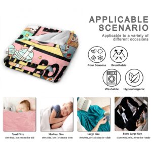 Anime Blanket Gifts for Girls Kawaii Anime Decor for Women Anime Ramen Boba Sketching Flannel Blanket Anime Lover Stuff, Luxurious Warm and Cozy for S 40X50 Inch for Kids/Child