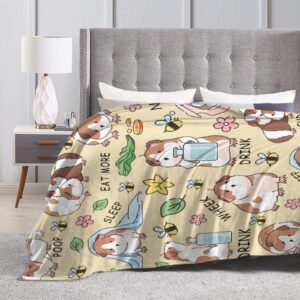 Cute Guinea Pig Blanket Gifts for Kids,Funny Guinea Pigs Daily Print Throw,Soft Flannel Plush Quilt for Bed Sofa Couch Chair Room Decoration 50 in x 40 in Small for Child