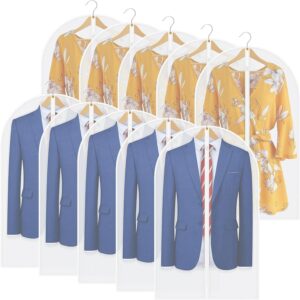 10 pack 40" garment bags for hanging clothes,clothes bags for storage hanging,moth p-roof garment bags,garment bags for storage,hanging clothes storage