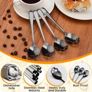 12 Pack Halloween Skull Teaspoons, 6-inch Black Gothic Skull Spoons, Stainless Steel Skull Coffee,Tea, Sugar Stirring Spoon for Halloween Coffee Bar Decor Sugar Dessert Spoons for Kitchen Accessories