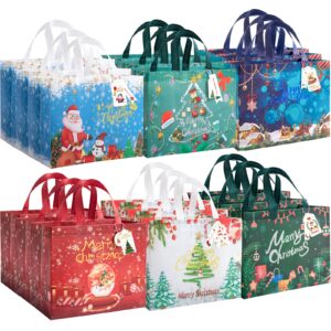 18pcs christmas gift bags with gift tags, large gift bags reusable shopping bags have santa claus christmas tree snowman "merry christmas" ​pattern of gift bag for christmas party, christmas surprise