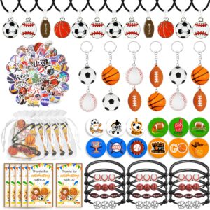 122 pcs sports party favors basketball baseball football soccer party gift thank you tags goodie bags for sports club party favors kid birthday party baby shower sports theme party supplies (style 01)