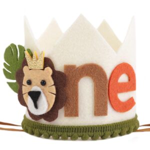 linlulu lion 1st birthday crown - jungle safari wild one birthday hat decoration for boys