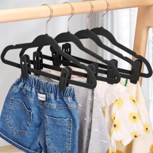 COZYMOOD Velvet Hanger Clips for Pants 24 Pack, Durable Clothes Hanger Clips for Velvet Hangers, Multi-Purpose Velvet Clips for Hangers, Black Velvet Hanger Clips for Baby Clothes