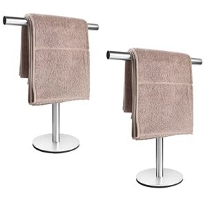 bathroom hand towel holder stand，t-shape hand towel holder stand sus304 stainless steel for bathroom，kitchen or vanity countertop(2pack)