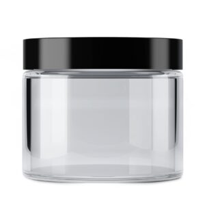 Mountain West Company (4 Pack) Clear Jar with Smooth Black Lid, Round, Storage, 16 fl oz Capacity