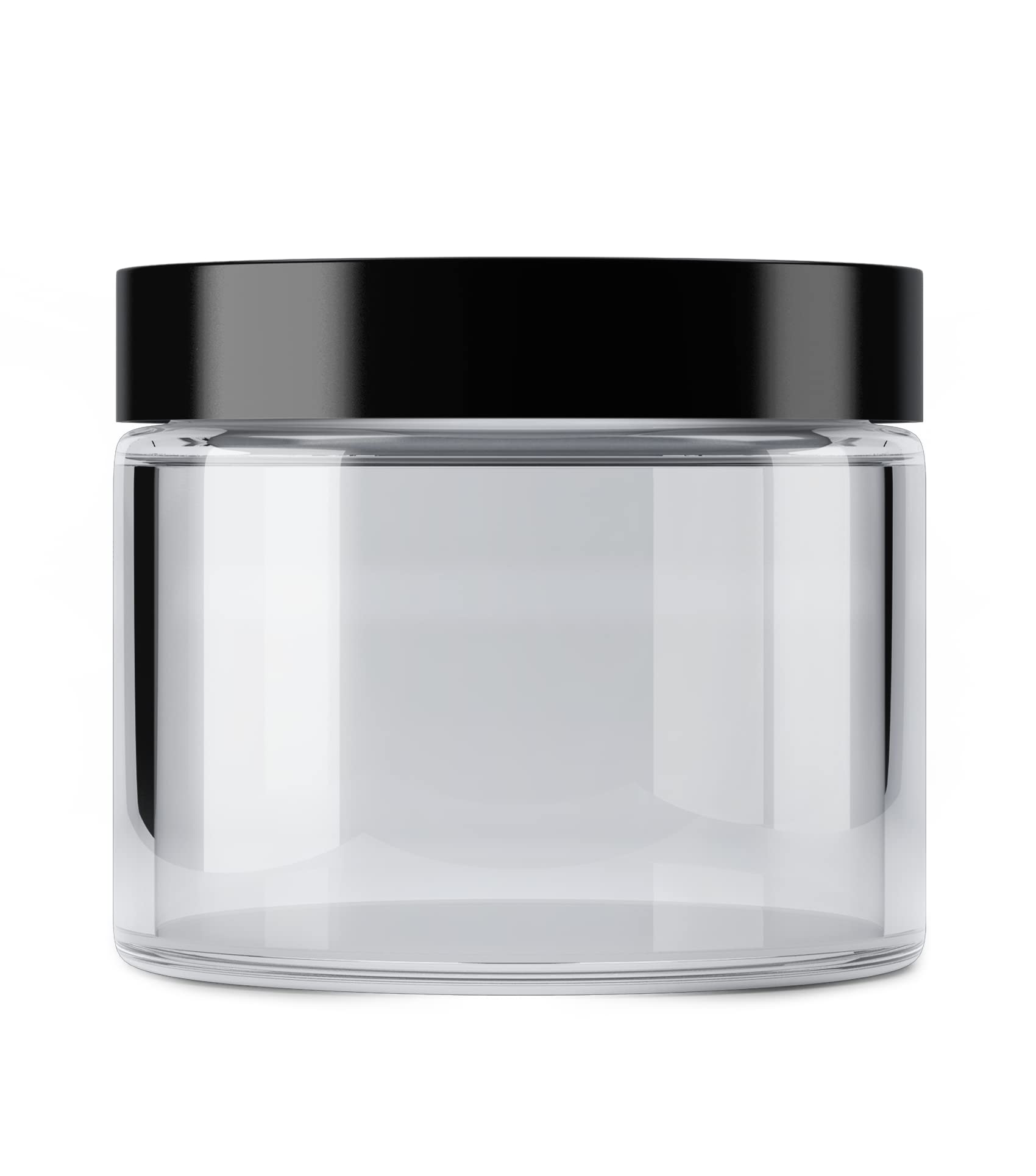 Mountain West Company (4 Pack) Clear Jar with Smooth Black Lid, Round, Storage, 16 fl oz Capacity