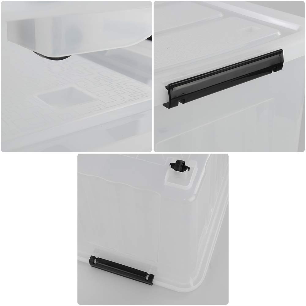 Dehouse 70 L Large Clear Storage Boxes, 4-Pack Plastic Storage Box with Lids and Wheels