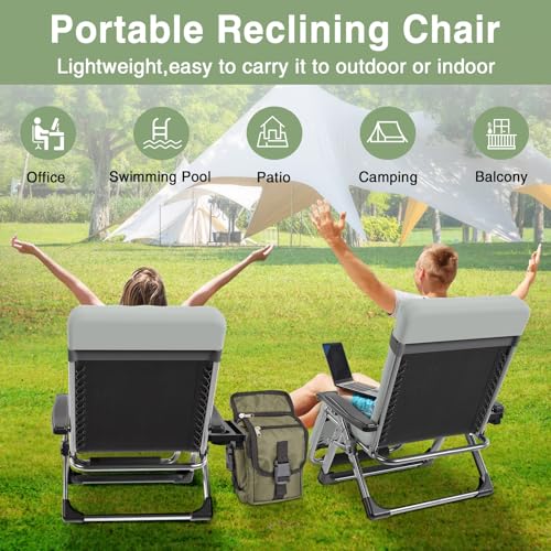 Slendor Oversized Padded Zero Gravity Chair XXL, 33inch Zero Gravity Recliner, Folding Reclining Lounge Chair,Indoor Outdoor Patio Chairs with Pillow, Cushion, Footrest,Cup Tray, Support 500lbs, Grey