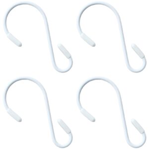 Hitefu 30PCS White S Hooks for Hanging, 3.15 Inch Stainless Steel S Shaped Hooks, Rubber Coated S Hooks for Hanging Plants, Clothes, Jeans, Towels, Pot, Pan, Cups