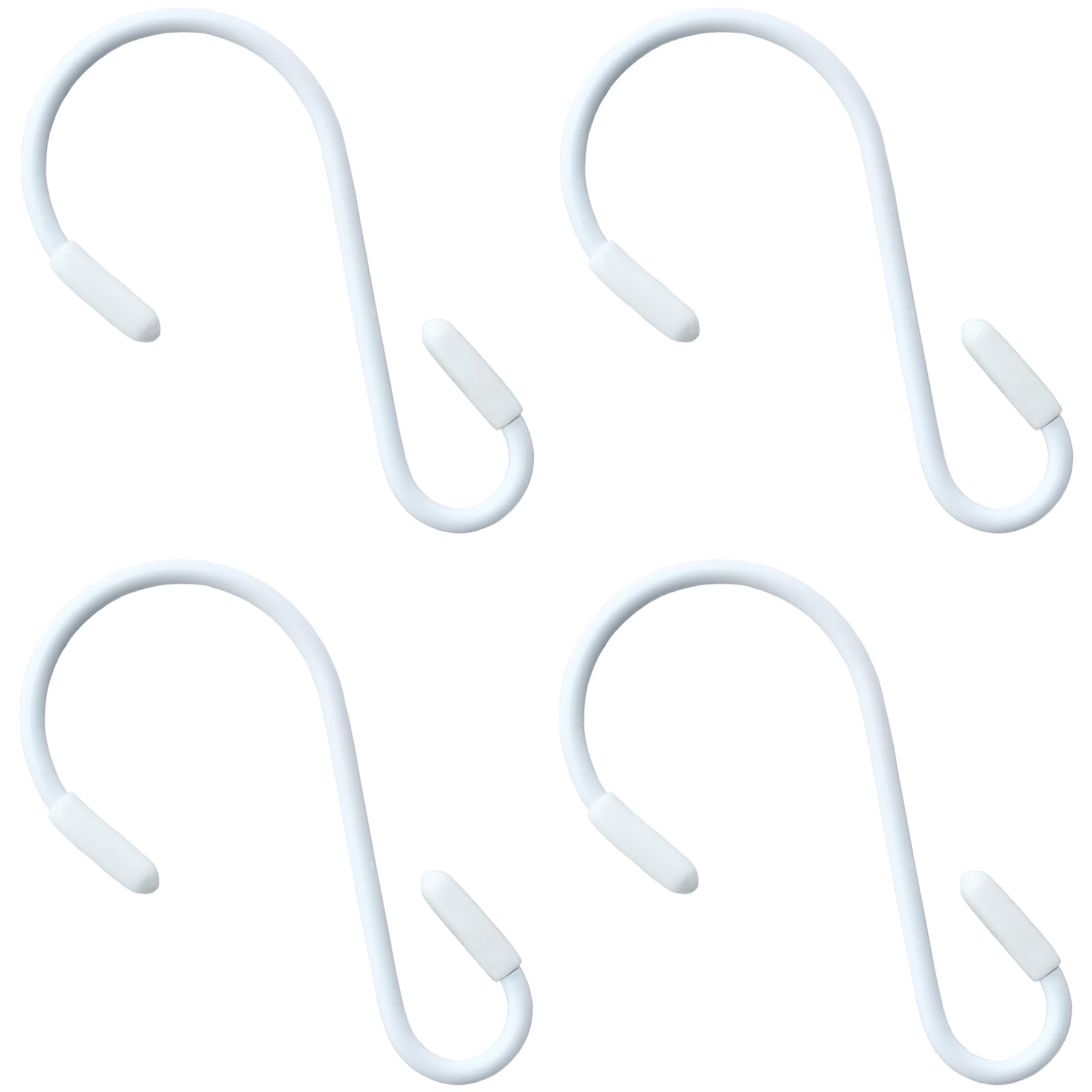 Hitefu 30PCS White S Hooks for Hanging, 3.15 Inch Stainless Steel S Shaped Hooks, Rubber Coated S Hooks for Hanging Plants, Clothes, Jeans, Towels, Pot, Pan, Cups