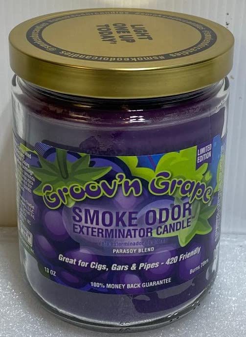 Smoke Odor Exterminator 13oz Jar Candle, Groovn Grape Two Pack.