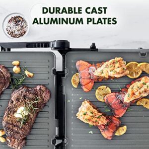 GreenPan Elite 7-in-1 Multi-Function Contact Grill & Griddle, Healthy Ceramic Nonstick Aluminum, Grill & Waffle Plates, Adjustable Shade & Shear, Closed Press/Open Flat Surface, PFAS-Free, Graphite