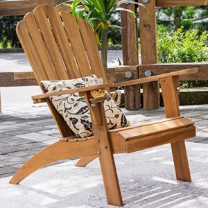 Cambridge Casual Lakeside Oversized Patio Adirondack Chair with Cup Holder, Natural Teak, Set of 2