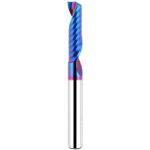 eanosic solid carbide single flute end mill 1/4” shank, upcut cnc spiral router bit o flute milling cutter for aluminum plastic acrylic pvc mdf