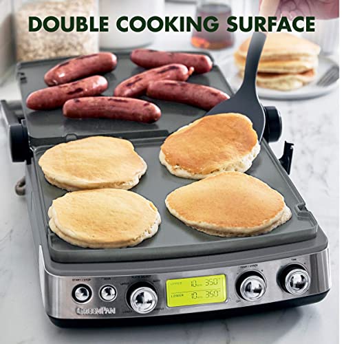 GreenPan Elite 7-in-1 Multi-Function Contact Grill & Griddle, Healthy Ceramic Nonstick Aluminum, Grill & Waffle Plates, Adjustable Shade & Shear, Closed Press/Open Flat Surface, PFAS-Free, Graphite