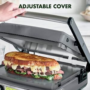 GreenPan Elite 7-in-1 Multi-Function Contact Grill & Griddle, Healthy Ceramic Nonstick Aluminum, Grill & Waffle Plates, Adjustable Shade & Shear, Closed Press/Open Flat Surface, PFAS-Free, Graphite