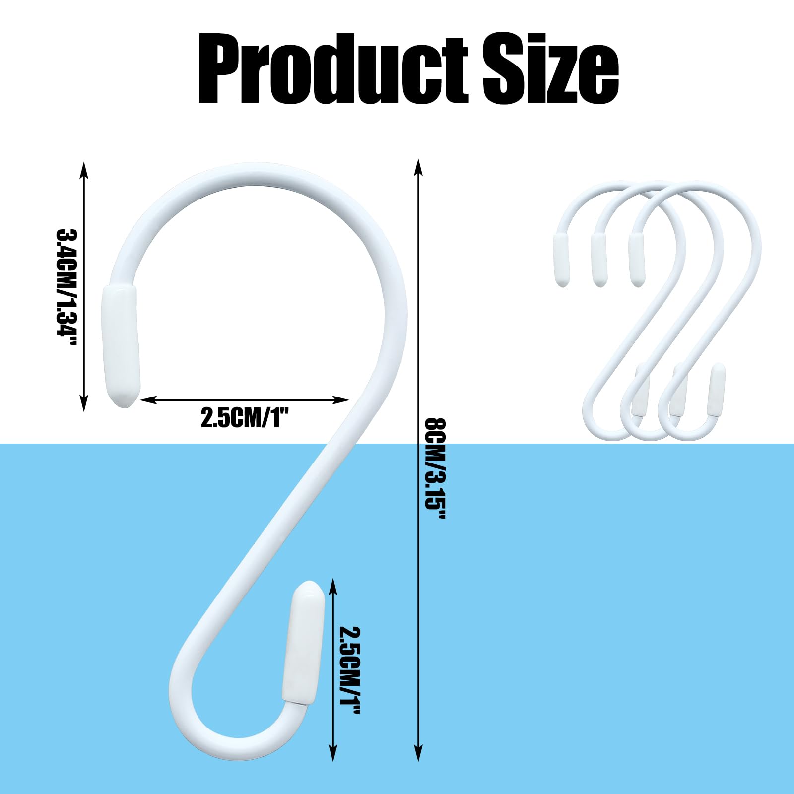 Hitefu 30PCS White S Hooks for Hanging, 3.15 Inch Stainless Steel S Shaped Hooks, Rubber Coated S Hooks for Hanging Plants, Clothes, Jeans, Towels, Pot, Pan, Cups