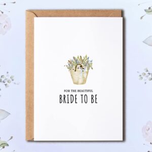 NTVShop For The Beautiful Bride To Be - Floral Basket Bride To Be Card - Bridal Shower Card - Minimal Bridal Shower Card - Valentines Card