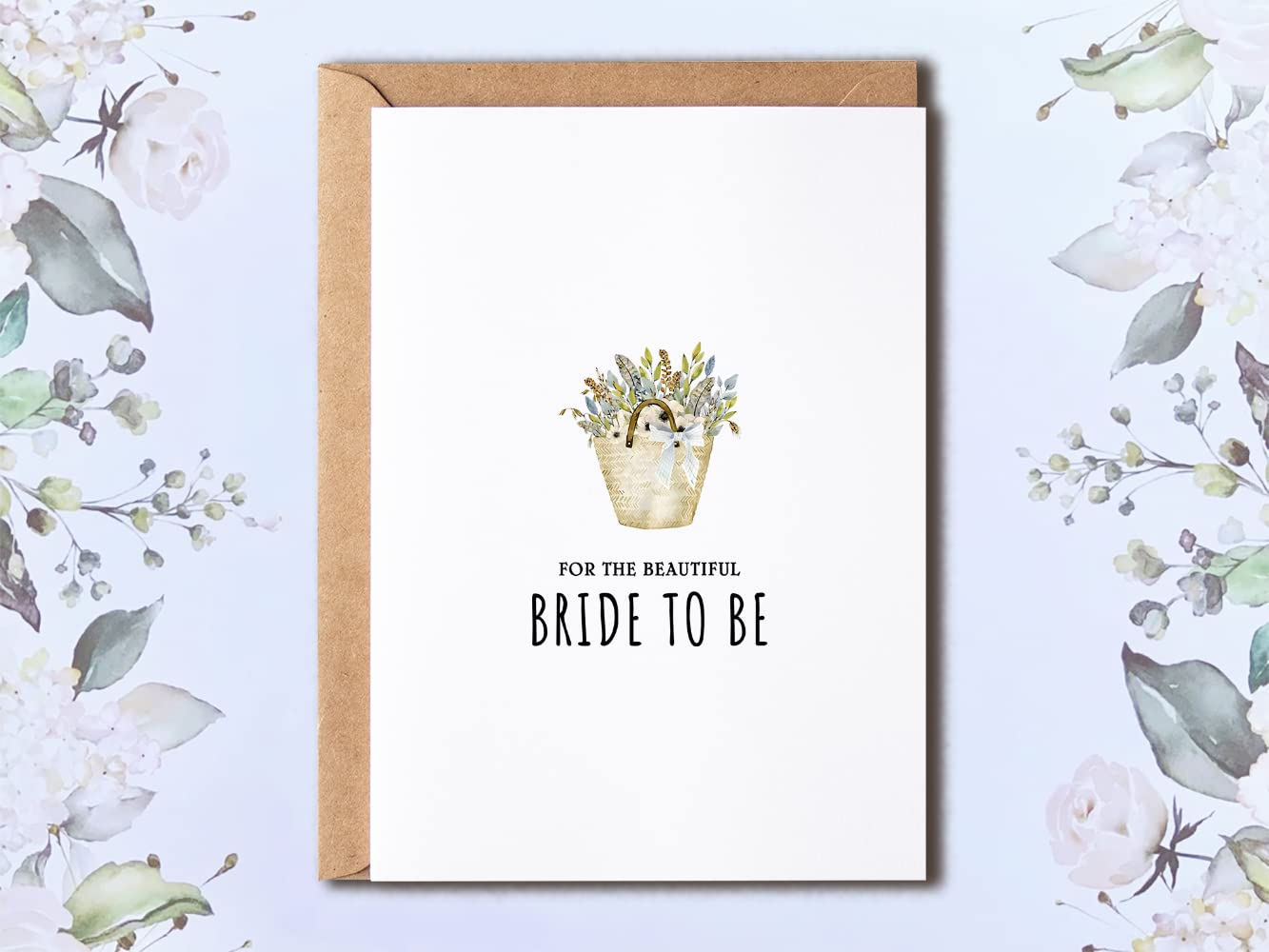 NTVShop For The Beautiful Bride To Be - Floral Basket Bride To Be Card - Bridal Shower Card - Minimal Bridal Shower Card - Valentines Card